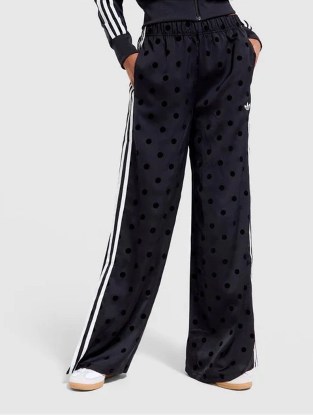 NWT adidas Polka Dot Firebird Wide leg Track Pants - Picture 1 of 15